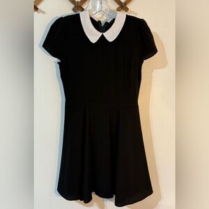 Aqua Black White Peter Pan Collar Preppy A-Line Dress Women’s Size Small
